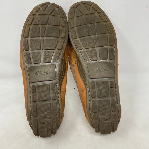 Clarks Tan/Carmel Leather Slip On Loafer Mocs Driver Shoes Mens Size 13 - Picture 6 of 7